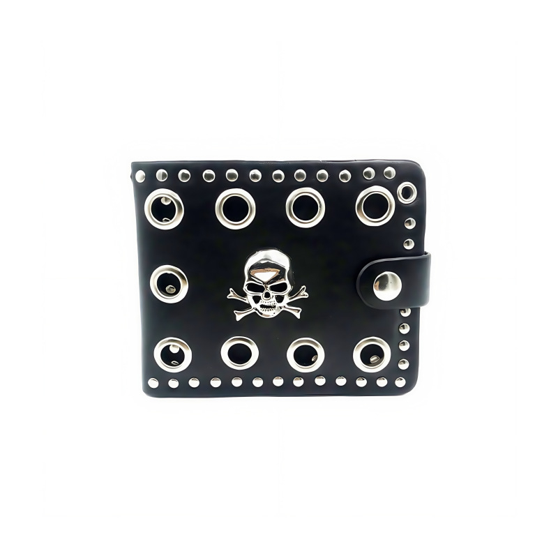 Muški novčanik Skull Punk, PU materijal, anti-krađa, jednostavan uzorak, proljeće 2024