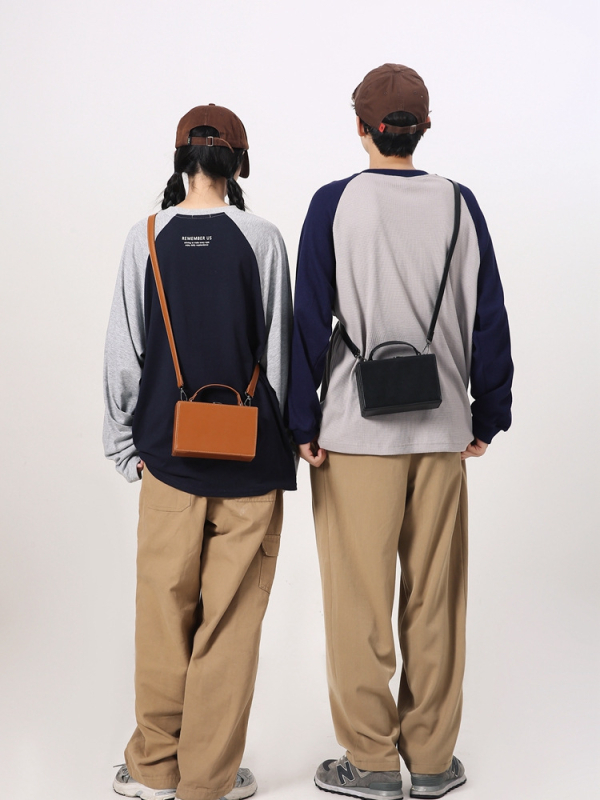 Muška crossbody torba, ulični stil, PU materijal, otporna na habanje, jednobojni uzorak, podstava PU (proljeće 2024)