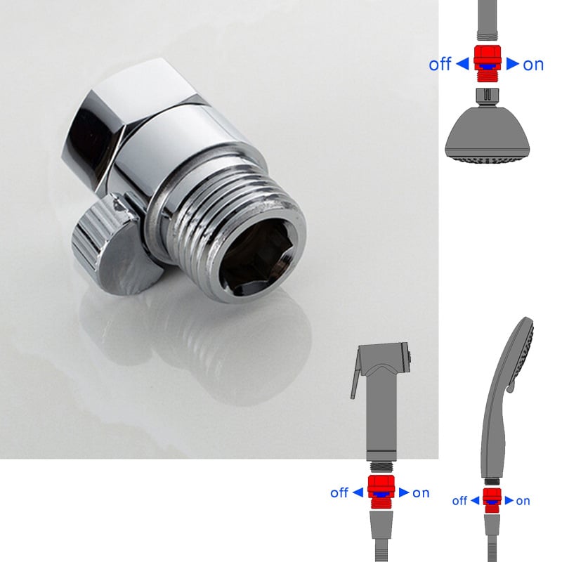 Trojezglobni vodeni razvodnik za tuš s gornjim raspršivačem, model 91001, ABS, CUPC, 1/2G navoj, 21 mm grana