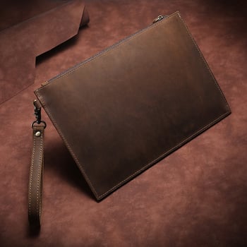 Мъжка чанта-клач от естествена кожа, горен слой кравешка кожа, подплата от естествена кожа, дизайн за улеснено носене