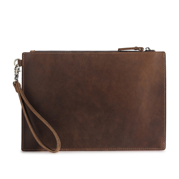 Мъжка чанта-клач от естествена кожа, горен слой кравешка кожа, подплата от естествена кожа, дизайн за улеснено носене