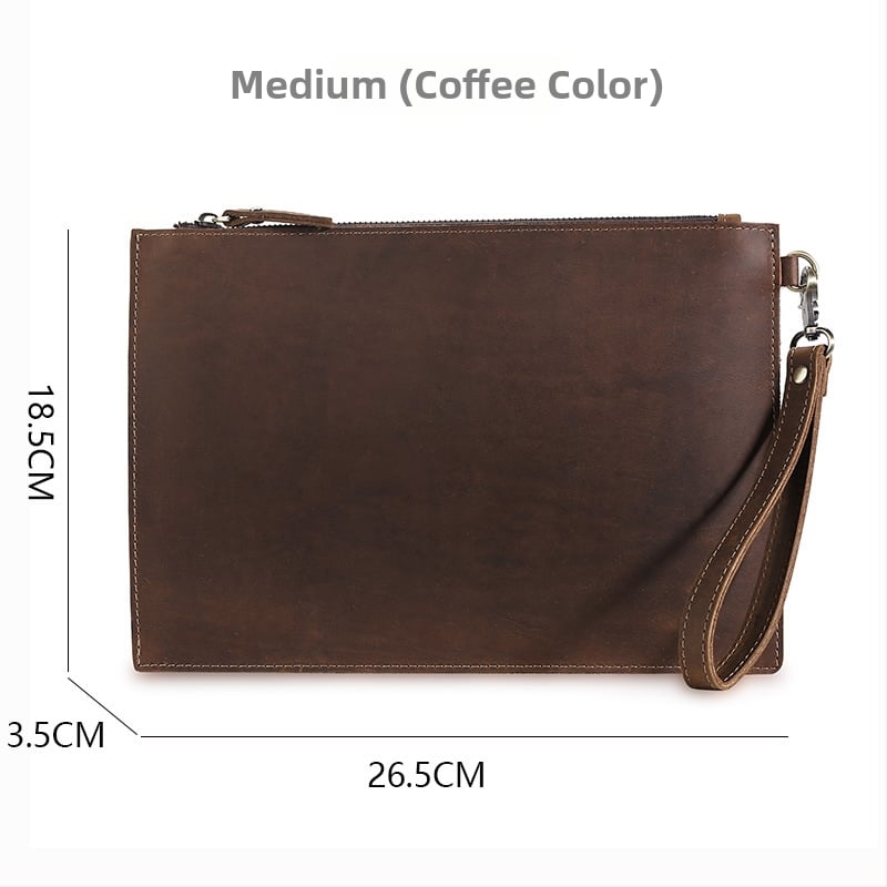 Мъжка чанта-клач от естествена кожа, горен слой кравешка кожа, подплата от естествена кожа, дизайн за улеснено носене