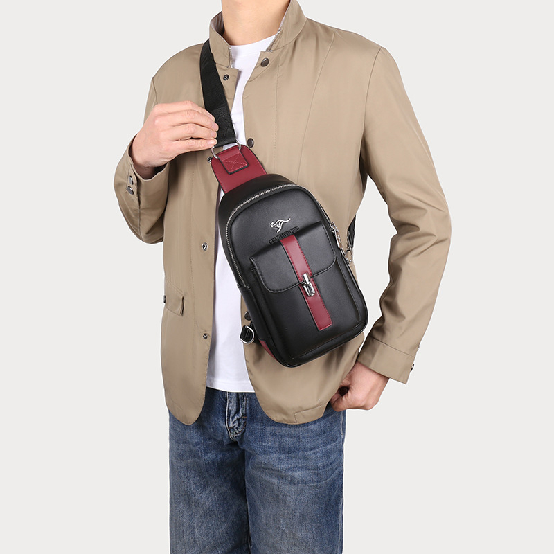 Muška torba za prsa, gradski stil, PU materijal, vodootporna, izuzetno lagana, otporna na habanje, podstava od poliestera (PU; vodootporna; izuzetno lagana; otporna na habanje; podstava od poliestera)