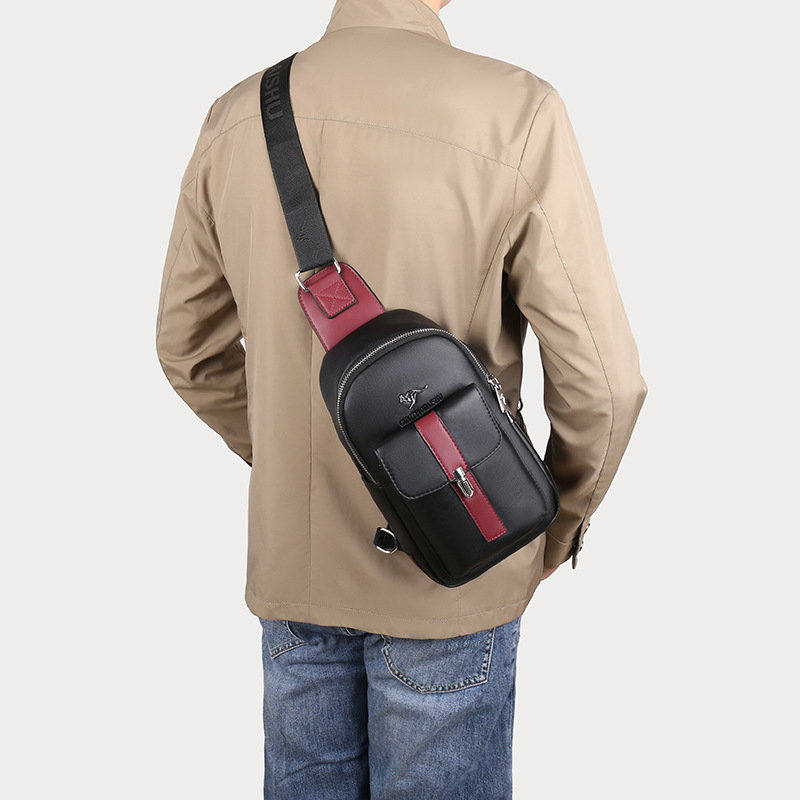 Muška torba za prsa, gradski stil, PU materijal, vodootporna, izuzetno lagana, otporna na habanje, podstava od poliestera (PU; vodootporna; izuzetno lagana; otporna na habanje; podstava od poliestera)