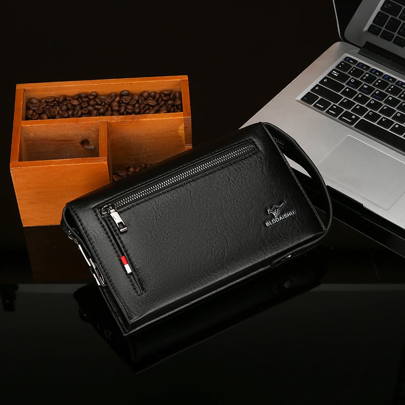 Мъжка клъч чанта - Бизнес стил за ежедневни пътувания (PU материал; против кражба; водоустойчив; износоустойчив; съвместимост с 11-инчов лаптоп)