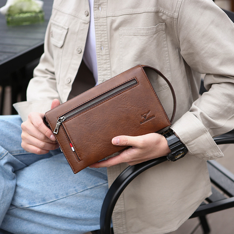 Мъжка клъч чанта - Бизнес стил за ежедневни пътувания (PU материал; против кражба; водоустойчив; износоустойчив; съвместимост с 11-инчов лаптоп)