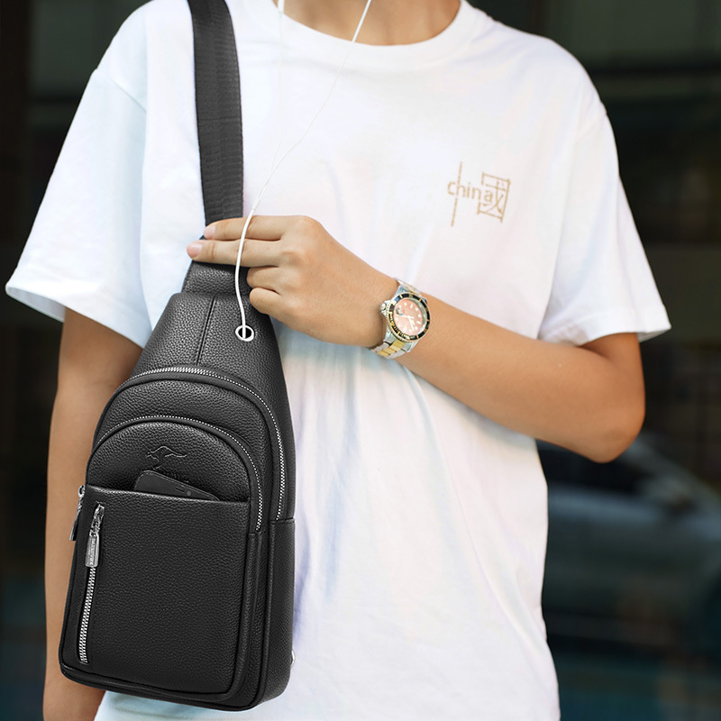 Muška PU kožna crossbody torba s više džepova - otporna na habanje, vodootporna, prozračna, ultra lagana, velika zapremina za svakodnevnu upotrebu