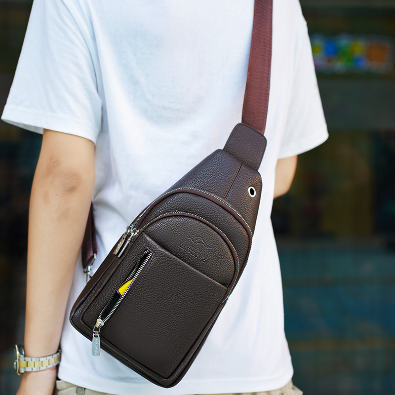 Muška PU kožna crossbody torba s više džepova - otporna na habanje, vodootporna, prozračna, ultra lagana, velika zapremina za svakodnevnu upotrebu