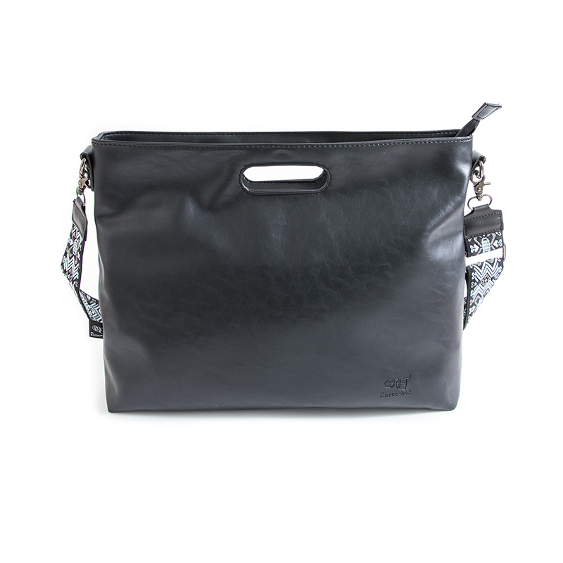 Muška PU crossbody torba, ulični stil, jednobojni uzorak, podstava od poliestera, kompatibilna s 14-inčnim prijenosnim računalom