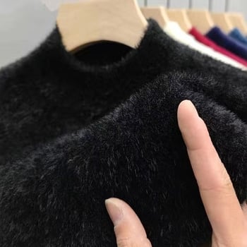 Ženski Chenille džemper s polu-visokom ovratnikom, srednja debljina, spuštena ramena