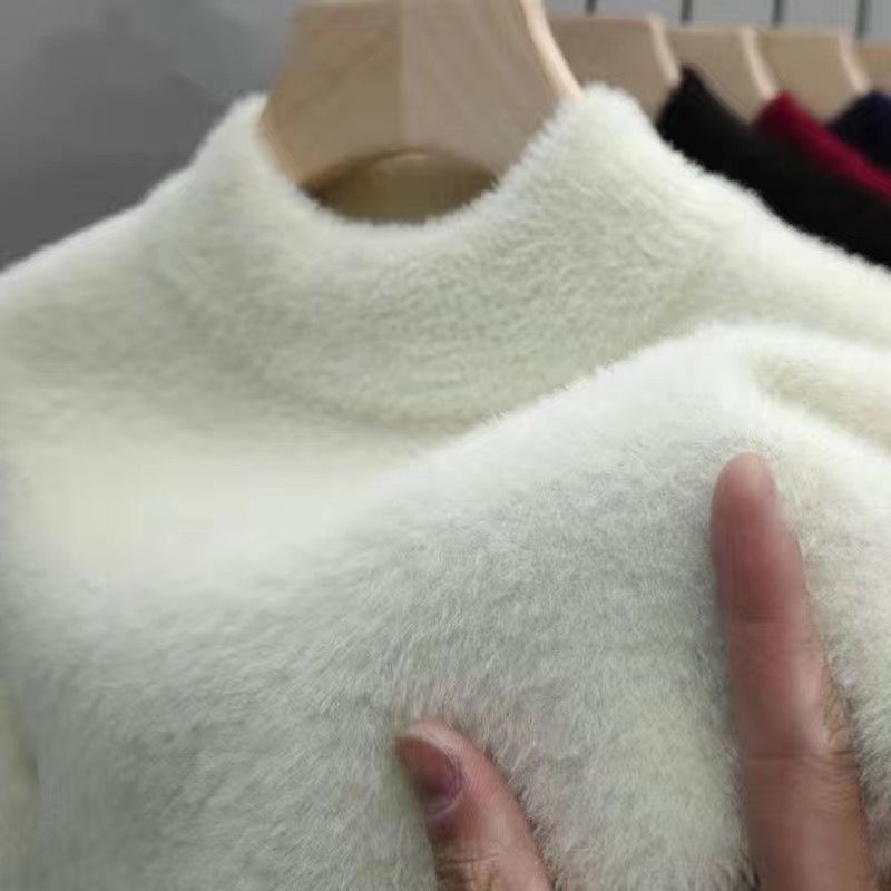 Ženski Chenille džemper s polu-visokom ovratnikom, srednja debljina, spuštena ramena