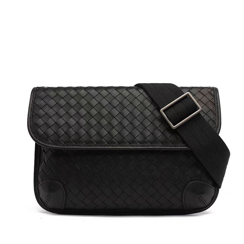 Muška crossbody torba od prave kože, gornji sloj teleće kože, ručno pletena, ulični stil