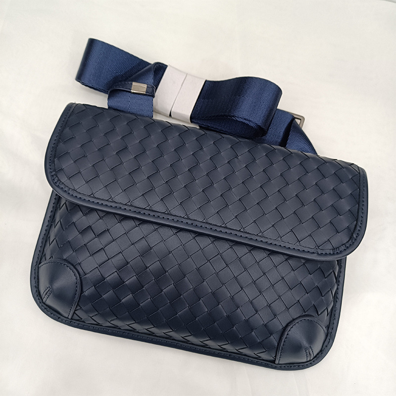 Muška crossbody torba od prave kože, gornji sloj teleće kože, ručno pletena, ulični stil