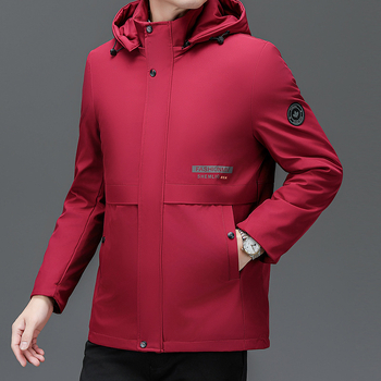 Ανδρικό μπουφάν με κουκούλα, παχύ γέμισμα από πολυεστέρα και επένδυση από πολυεστέρα, φερμουάρ