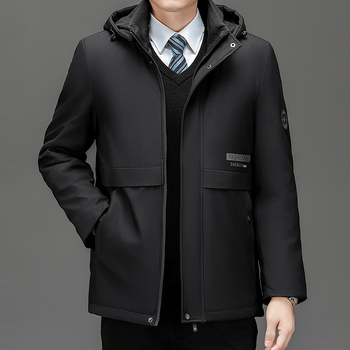 Ανδρικό μπουφάν με κουκούλα, παχύ γέμισμα από πολυεστέρα και επένδυση από πολυεστέρα, φερμουάρ