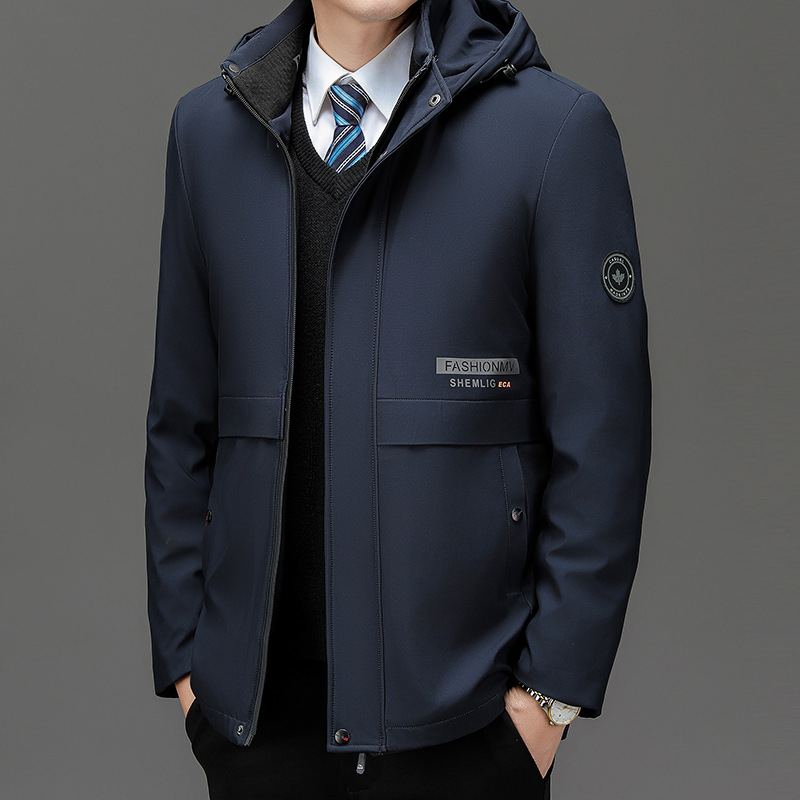 Ανδρικό μπουφάν με κουκούλα, παχύ γέμισμα από πολυεστέρα και επένδυση από πολυεστέρα, φερμουάρ