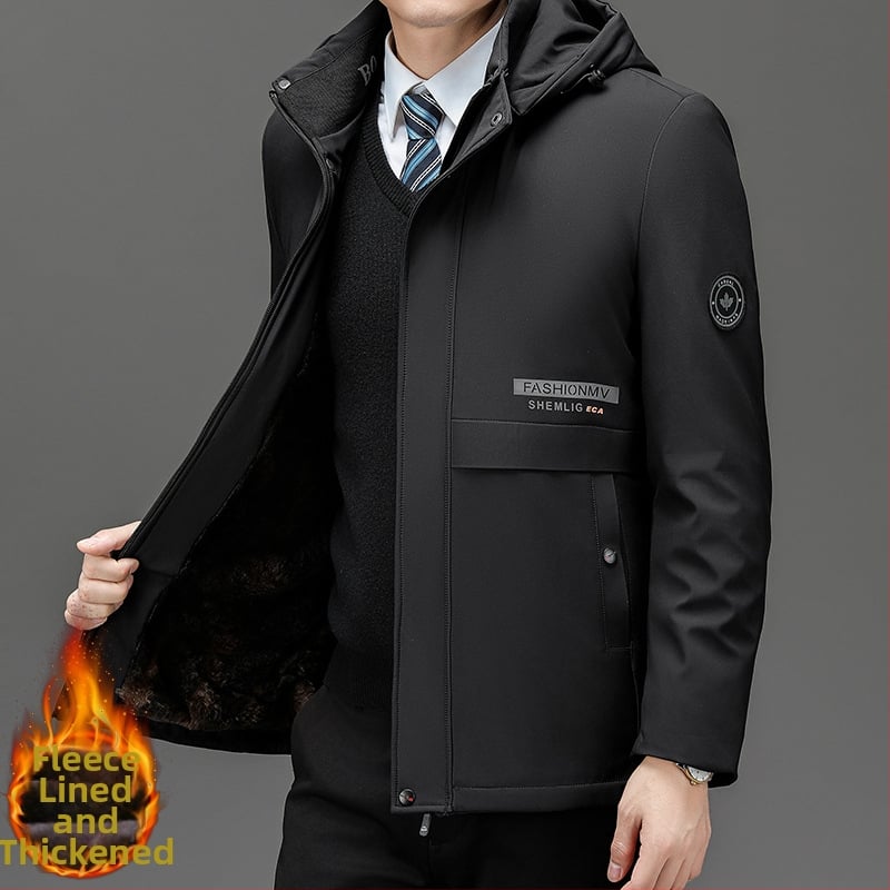 Ανδρικό μπουφάν με κουκούλα, παχύ γέμισμα από πολυεστέρα και επένδυση από πολυεστέρα, φερμουάρ