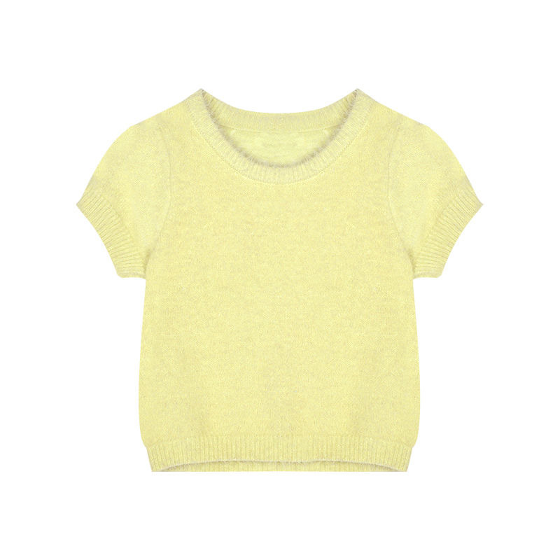 Slim-fit pleteni pulover s imitacijom mink, Cool Silk tkanina, 3/4 rukavi, U oblik izreza