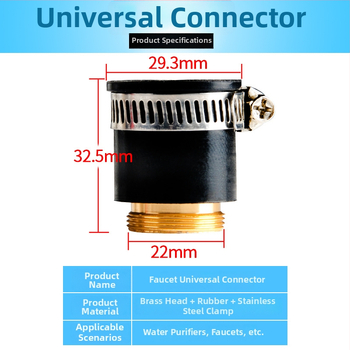 Свързвач за пречиствател на вода за чешмата с адаптер и разделител на вода, диаметри тръби 4–2 и 1/2–1/4 инча
