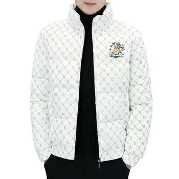 Ανδρικό μπουφάν με βαμβακερή επένδυση, στενή εφαρμογή, στάσιμος γιακάς, φερμουάρ, φλις επένδυση