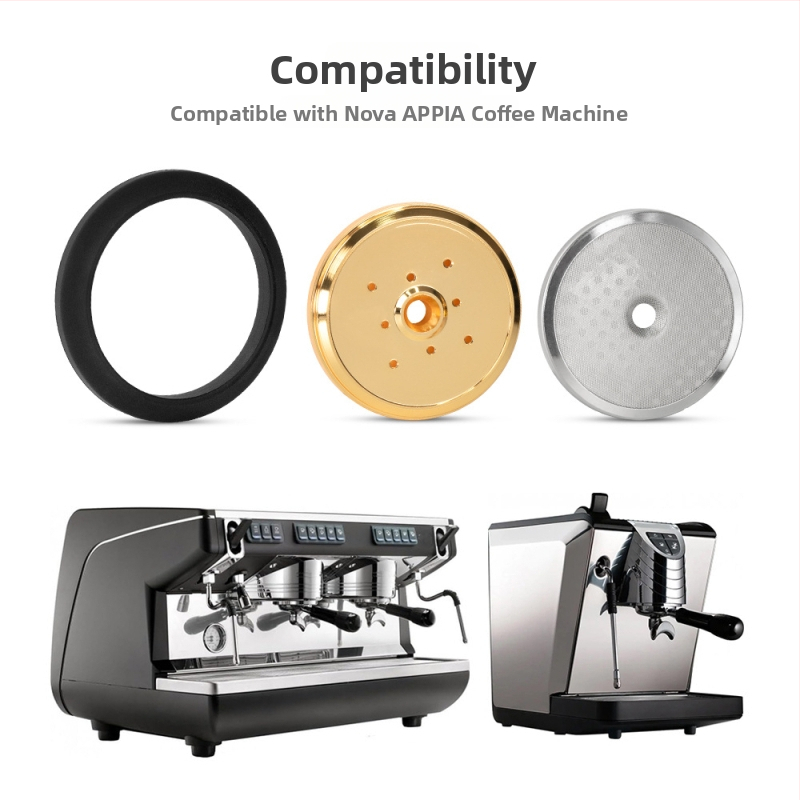 Kávovarová hlava s rozdeľovačom vody, mriežkou rozdelenia vody a tesniacim krúžkom, z nehrdzavejúcej ocele a silikónu, kompatibilný s Nuova Appia