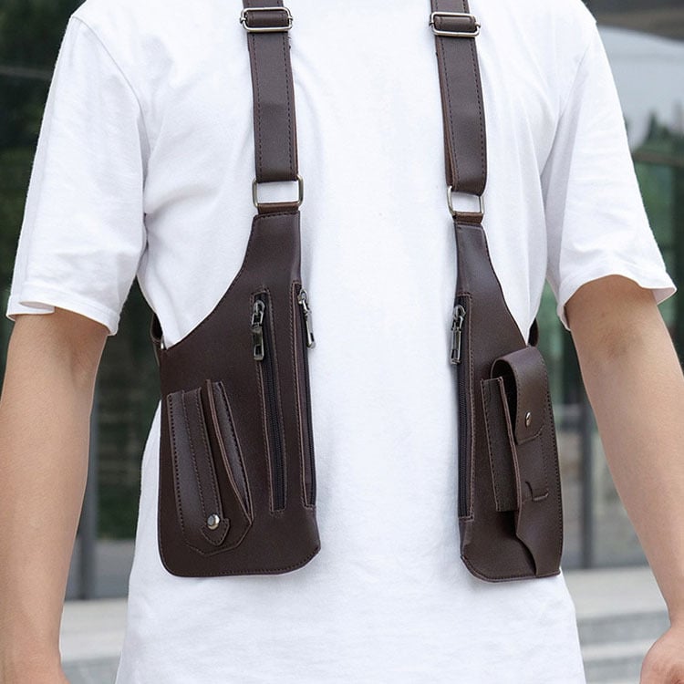 Muška torba za prsa – urban minimalistički stil, PU materijal, vodootporna, poliester podstava