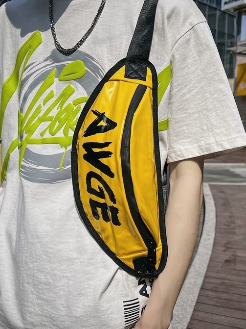Crossbody torba za prsa – Najlon, uzorak s slovima, protukrađa, podstava od poliestera, za casual putovanja