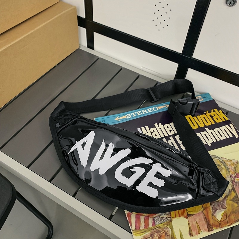 Crossbody torba za prsa – Najlon, uzorak s slovima, protukrađa, podstava od poliestera, za casual putovanja