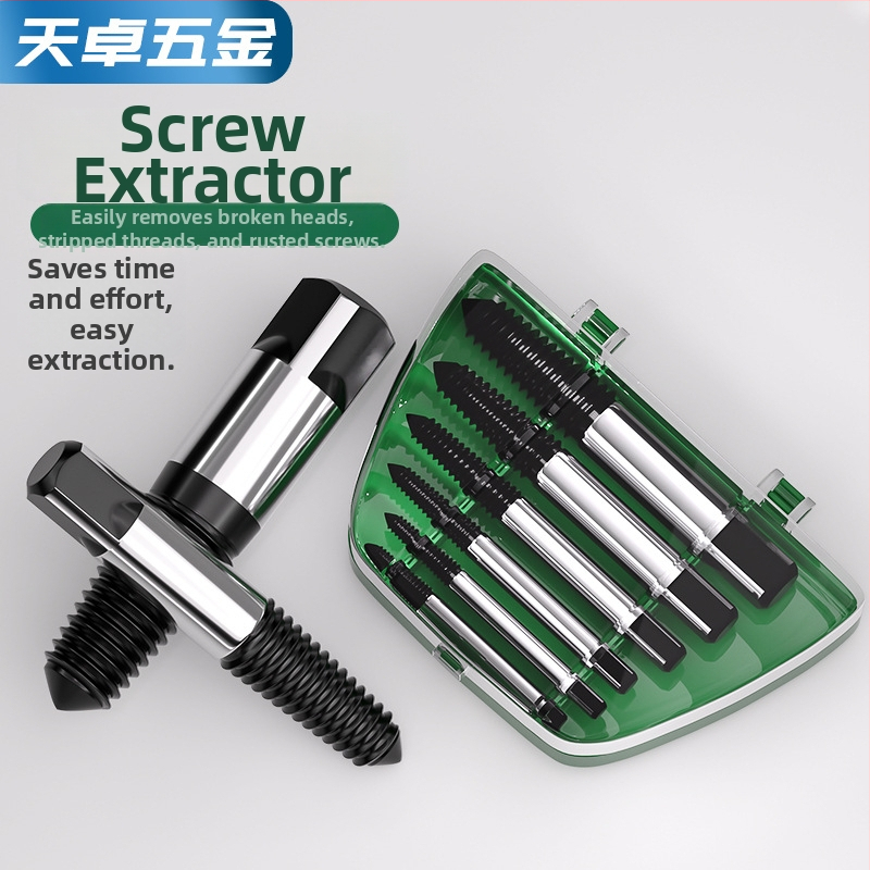 Kónický extraktor skrutov pre vyberanie zlomených skrutov z kohútikov a ventilov – nástroj so spätným závitom