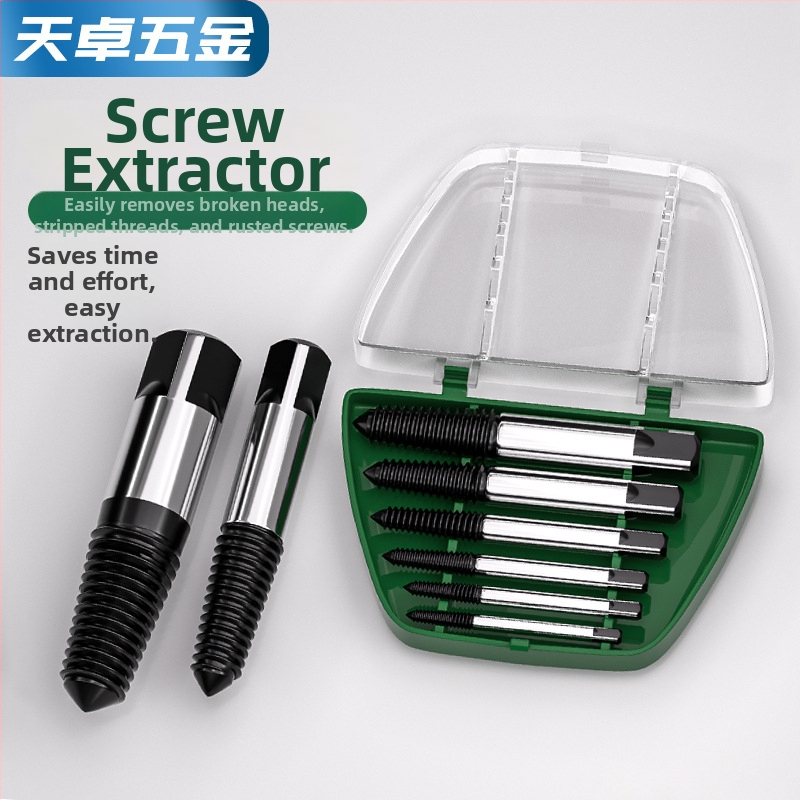 Kónický extraktor skrutov pre vyberanie zlomených skrutov z kohútikov a ventilov – nástroj so spätným závitom