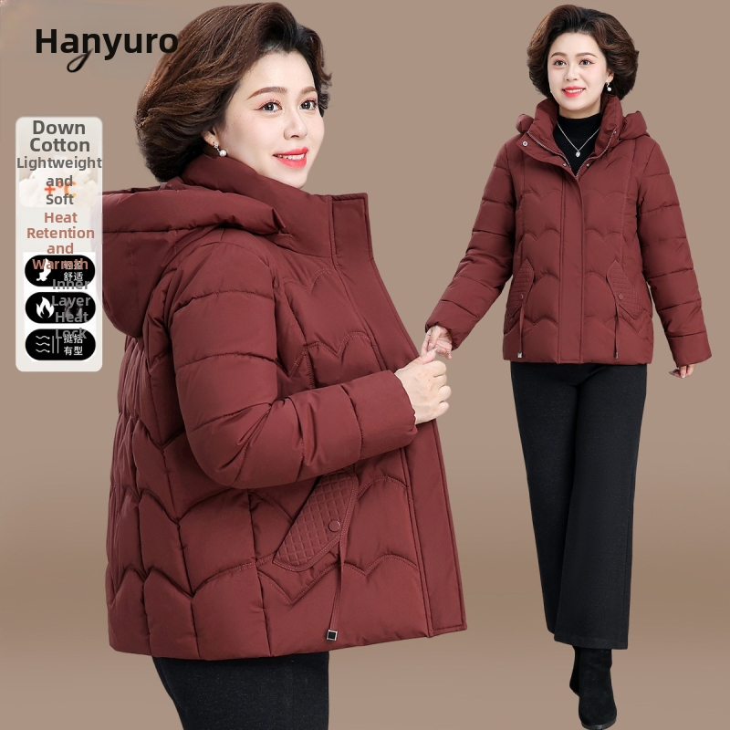 Ženská zimná bunda s výplňou zo silk-pamukového materiálu, vonkajší polyester, kapucňa, stredná dĺžka, zima 2025