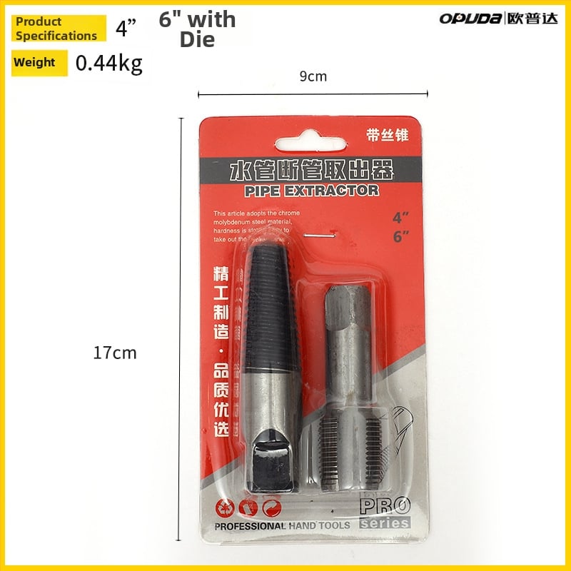 Eltávolító eszközkészlet a törött vízcső-alkatrészek eltávolításához: csapfej, anya és háromszög-szelep