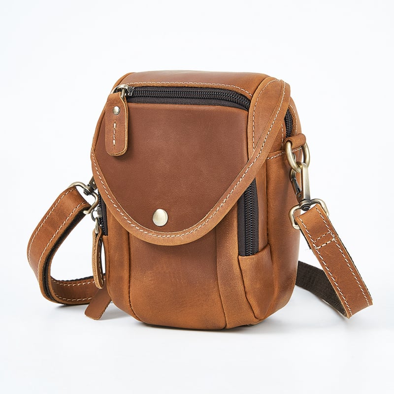 Geantă fanny pentru bărbați Yue Long — piele naturală, strat superior de piele de vițel, rezistentă la uzură, unicoloră, geantă crossbody