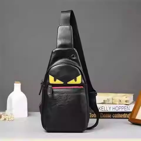 Muška torba za prsa - slobodno vrijeme, putnički stil, PU materijal, prozračna, ultra lagana, podstava od poliestera, jednofarbni uzorak