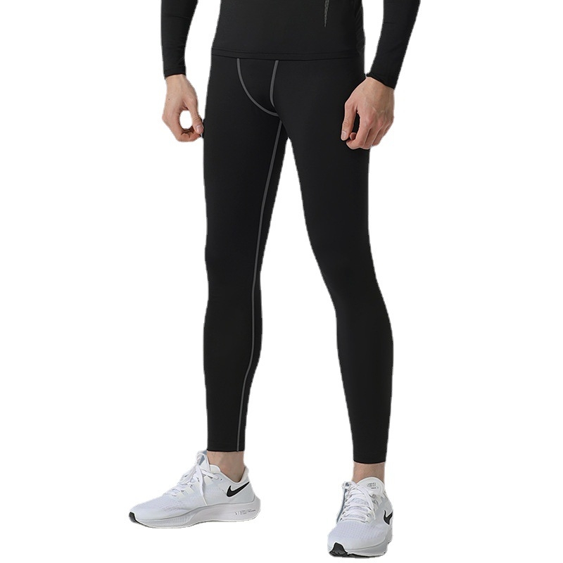 Ανδρικό αθλητικό σετ συμπίεσης: απορρόφηση υγρασίας, γρήγορο στέγνωμα, μίξη milk silk πολυεστέρα (80%), υψηλή μέση, στενή εφαρμογή, κατάλληλο για τρέξιμο, ποδηλασία και μπάσκετ