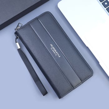 Мъжка клъч чанта от PU с геометричен принт, ултра лека, разширяем капацитет и джобове за карти