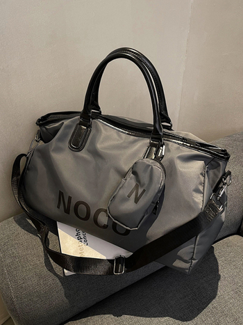Unisex torba za putovanje od najlona, kapacitet 20–35 L, uzorak s slovima, gradski stil, podstava od poliestera