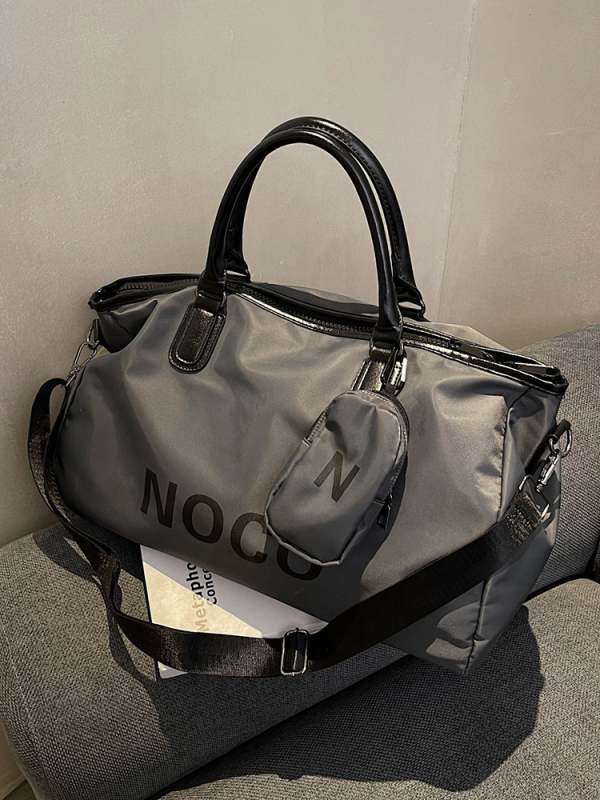 Unisex torba za putovanje od najlona, kapacitet 20–35 L, uzorak s slovima, gradski stil, podstava od poliestera
