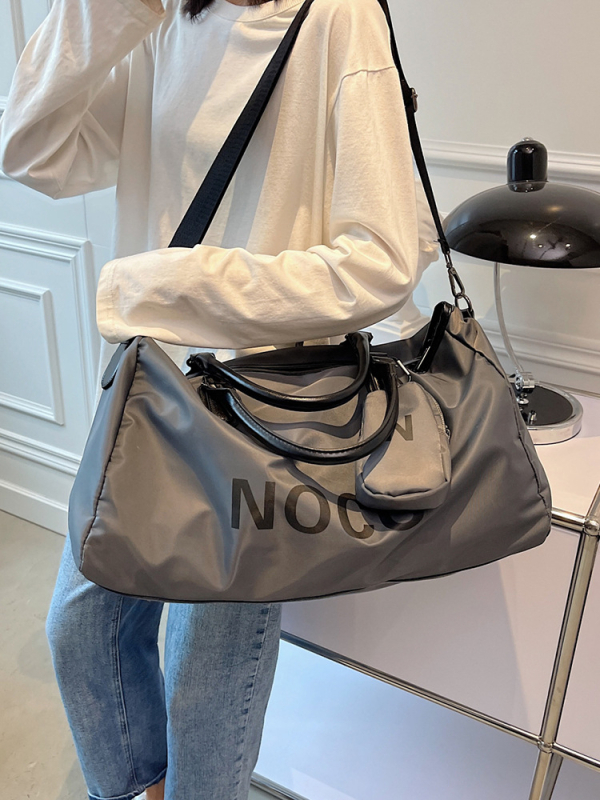 Unisex torba za putovanje od najlona, kapacitet 20–35 L, uzorak s slovima, gradski stil, podstava od poliestera