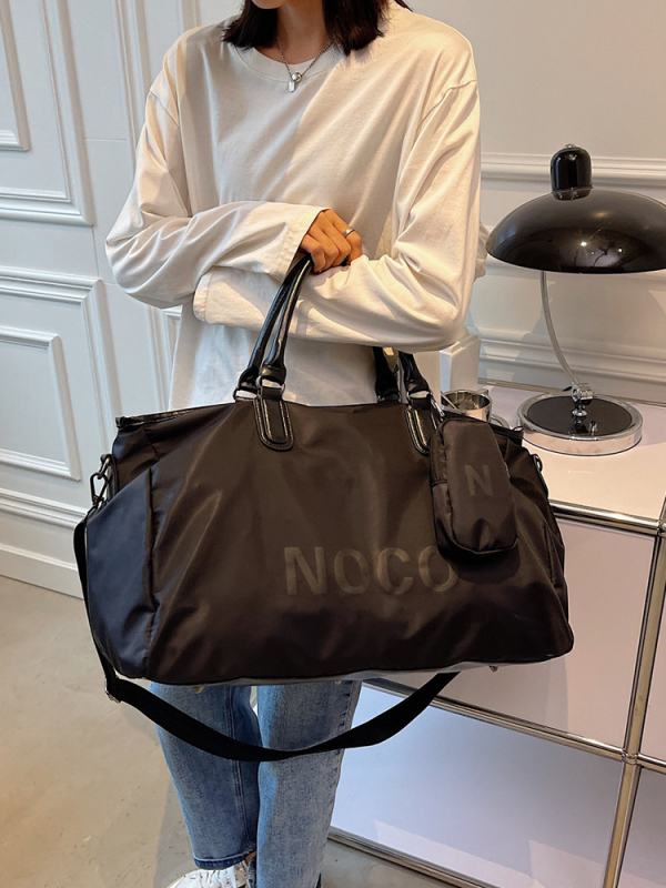 Unisex torba za putovanje od najlona, kapacitet 20–35 L, uzorak s slovima, gradski stil, podstava od poliestera