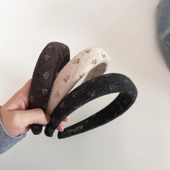 Korejskog stila retro čelenka s malim cvjetnim uzorkom, pletena čelenka od spužvastog materijala za žene, s visokim krojem, elegantna i svestrana