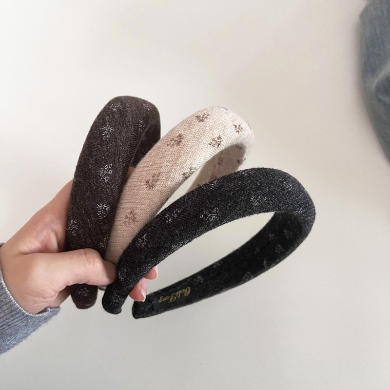 Korejskog stila retro čelenka s malim cvjetnim uzorkom, pletena čelenka od spužvastog materijala za žene, s visokim krojem, elegantna i svestrana