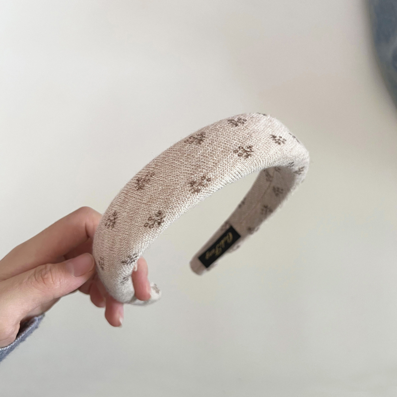 Korejskog stila retro čelenka s malim cvjetnim uzorkom, pletena čelenka od spužvastog materijala za žene, s visokim krojem, elegantna i svestrana