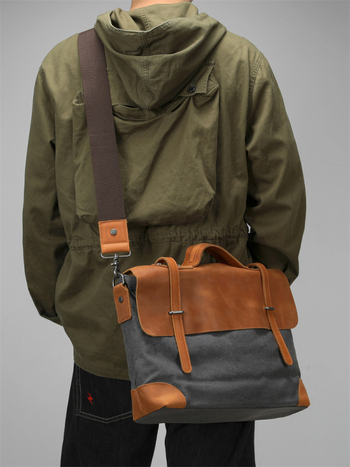 Geantă crossbody pentru bărbați din pânză – Rezistentă la uzură, Căptușeală din bumbac, Brand Beef raising man, Potrivită pentru călătorii de relaxare