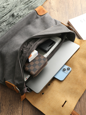 Geantă crossbody pentru bărbați din pânză – Rezistentă la uzură, Căptușeală din bumbac, Brand Beef raising man, Potrivită pentru călătorii de relaxare