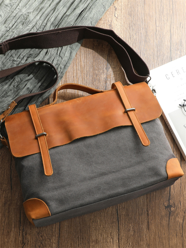 Geantă crossbody pentru bărbați din pânză – Rezistentă la uzură, Căptușeală din bumbac, Brand Beef raising man, Potrivită pentru călătorii de relaxare