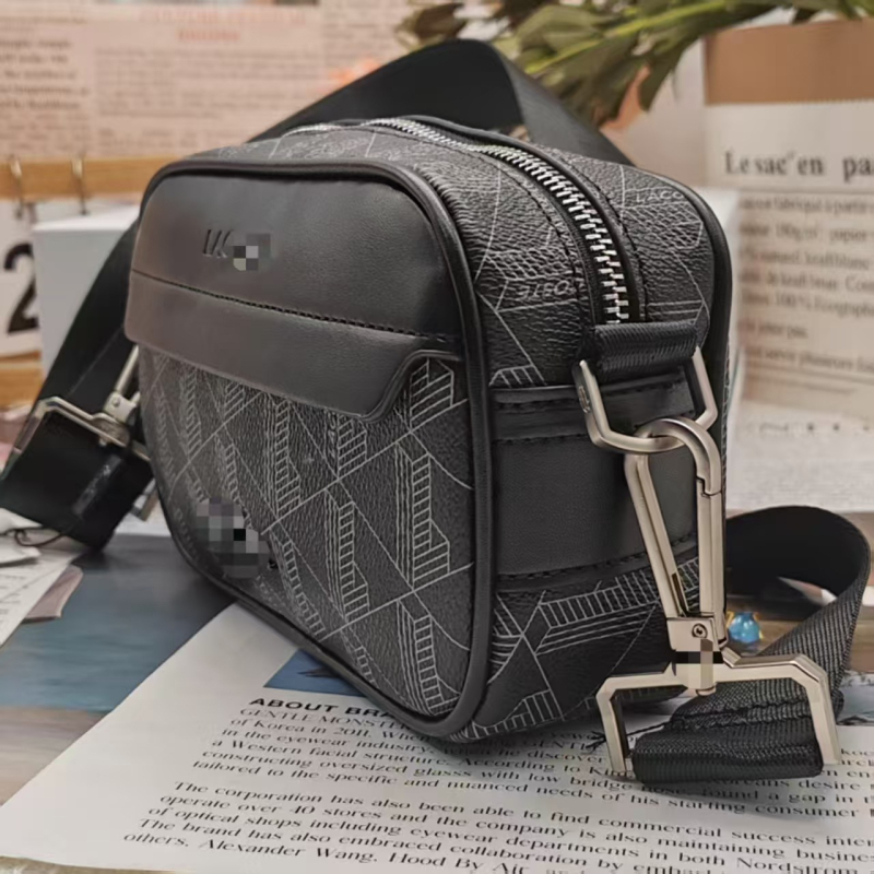 Muška crossbody torba od PU kože s prugastim uzorkom, podstava od najlona, prozračna, vodootporna i antibakterijska, kompatibilna s prijenosnim računalom