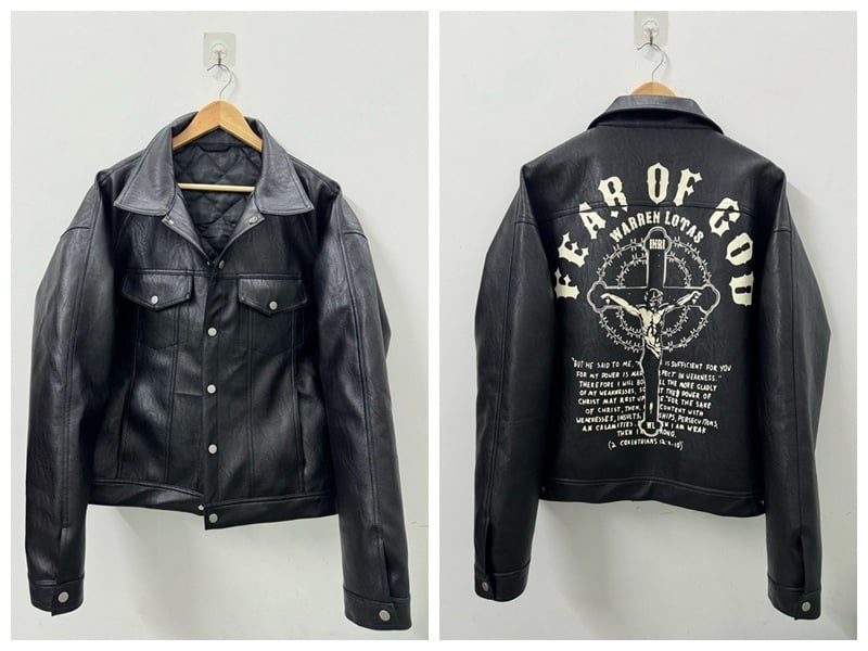 Δερμάτινο μπουφάν PU, γιακά τύπου Lapel, μονόκουμπωτο κλείσιμο, φαρδιά γραμμή, πλαϊνές τσέπες, διακοσμητικά κεντήματα με διασταυρωμένο σχέδιο