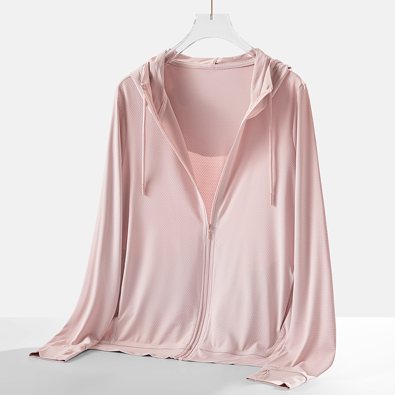 Îmbrăcare de protecție solară UPF50+ cu Ice Silk respirabil, uscare rapidă, glugă fixă, croială lejeră, 91,4% poliester