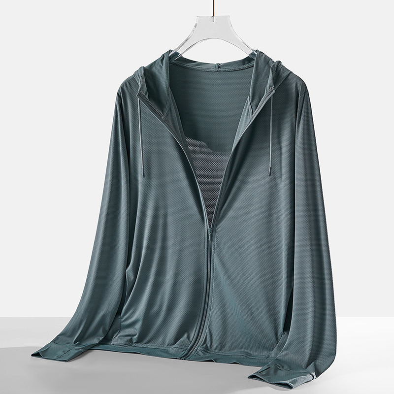 Îmbrăcare de protecție solară UPF50+ cu Ice Silk respirabil, uscare rapidă, glugă fixă, croială lejeră, 91,4% poliester